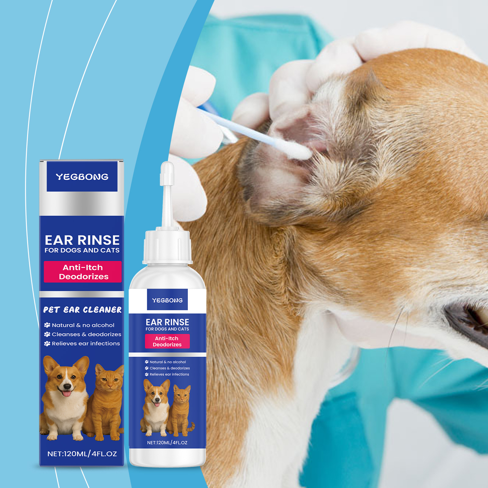 Pet Ear Cleaner - Köpekler ve Kediler İçin Kulak Temizleyici,